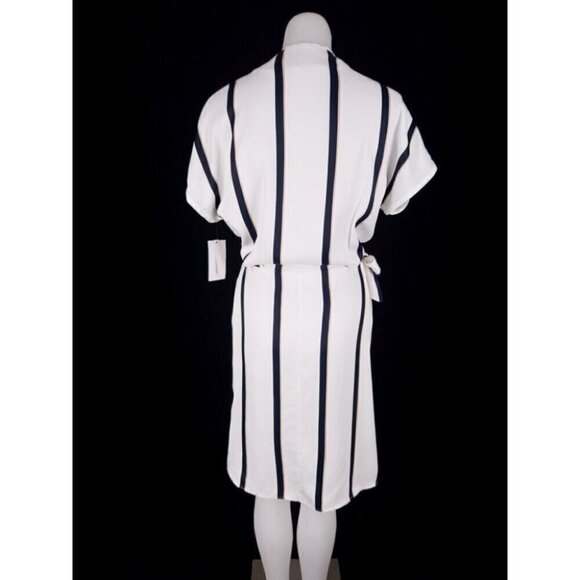 Equipment Leonne Striped Wrap Dress Size XS Black White $425US - Picture 6 of 14